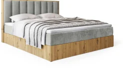 Meble Młodzieżowe|Łóżka Młodzieżowe></noscript>BROMARKT Łóżko 140 x 200 kontynentalne do sypialni LOFT II z pojemnikiem dąb artisan