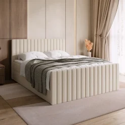 Łóżka Małżeńskie|Łóżka Ze Stelażem>BROMARKT Łóżko do sypialni kontynentalne 180x200 cm z pojemnikiem DREAM DUO beż