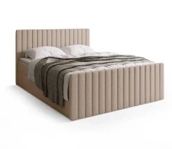 Łóżka Małżeńskie|Łóżka Ze Stelażem></noscript>BROMARKT Łóżko do sypialni 160x200 cm kontynentalne z pojemnikiem DREAM DUO beżowe