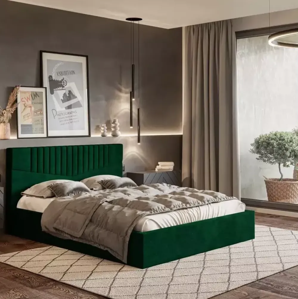 Łóżka Z Pojemnikiem|Łóżka Zielone>Riban Łóżko do sypialni 180x200 cm ORIATA