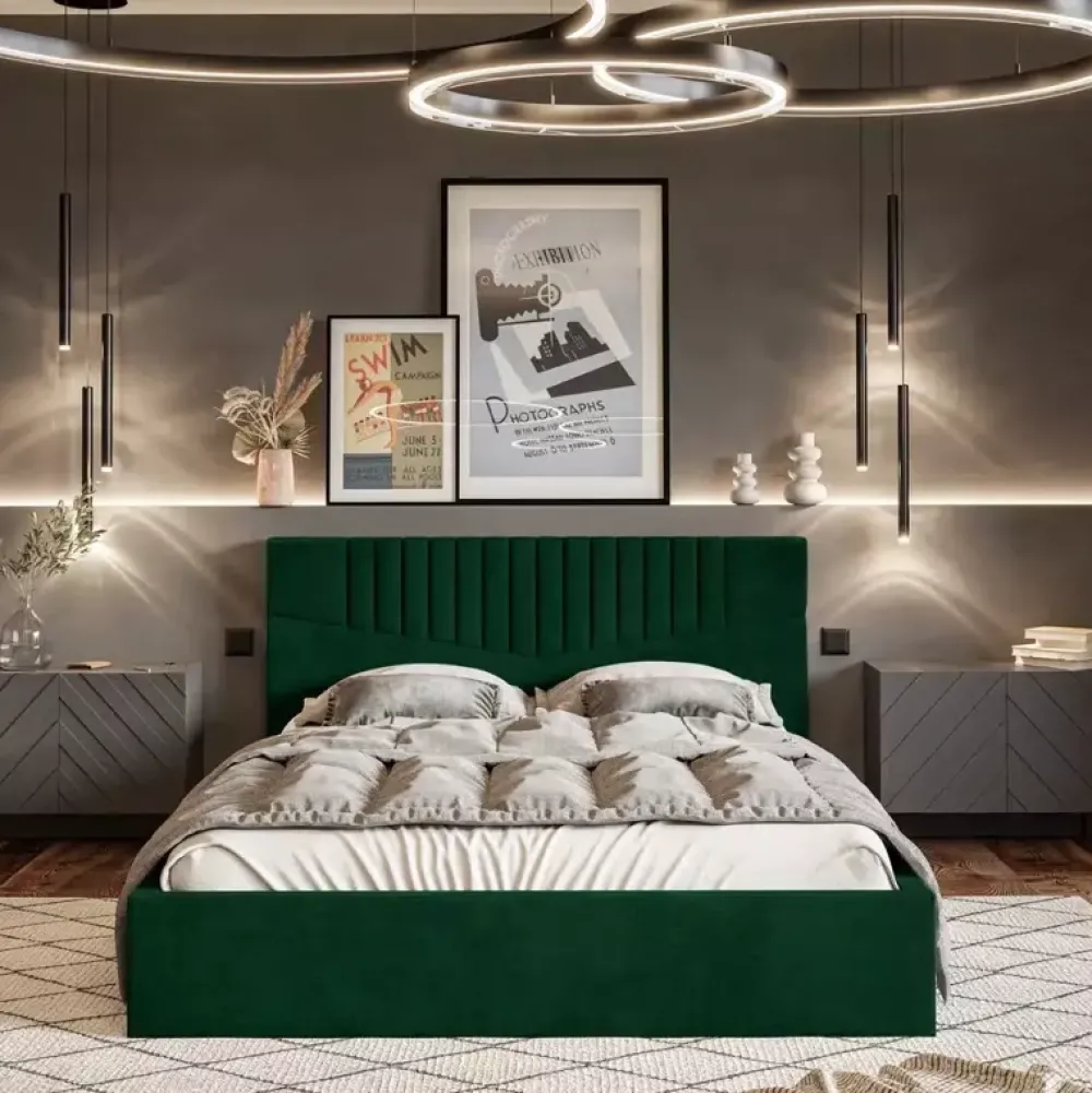 Łóżka Z Pojemnikiem|Łóżka Zielone>Riban Łóżko do sypialni 180x200 cm ORIATA