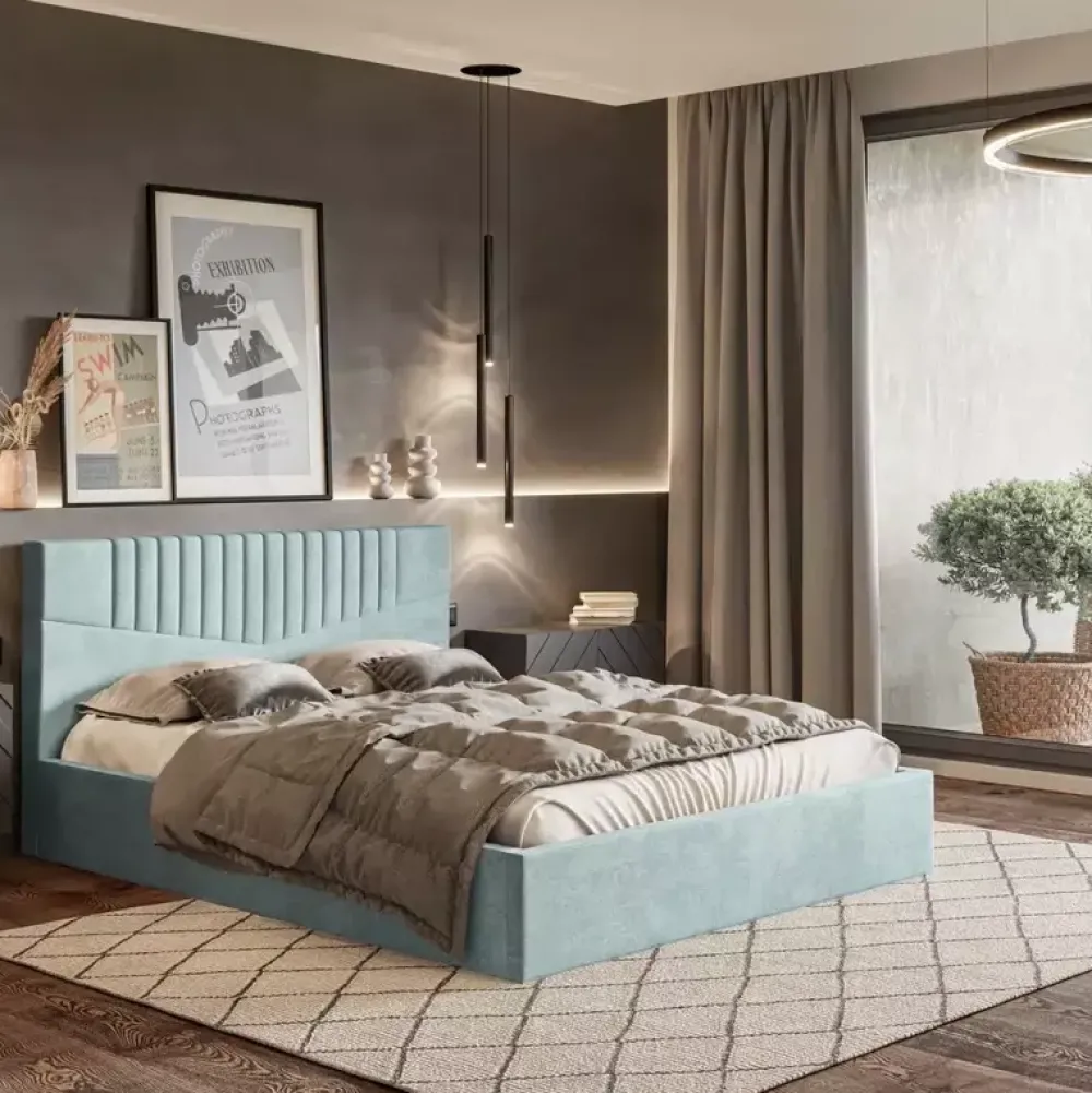 Łóżka Z Pojemnikiem|Łóżka Zielone>Riban Łóżko do sypialni 180x200 cm ORIATA