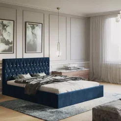 Łóżka Z Zagłówkiem|Łóżka Z Pojemnikiem>Riban Łóżko do sypialni 180x200 cm PROVO granatowe