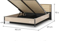Łóżka Młodzieżowe|Łóżka Małżeńskie></noscript>lenart. Łóżko do sypialni 160x200 z pojemnikiem beżowe z oświetleniem ENNA