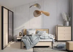 Łóżka Młodzieżowe|Łóżka Małżeńskie></noscript>lenart. Łóżko do sypialni 160x200 z pojemnikiem beżowe z oświetleniem ENNA