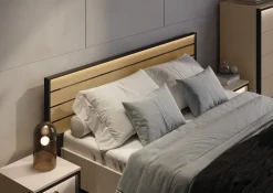 Łóżka Młodzieżowe|Łóżka Małżeńskie></noscript>lenart. Łóżko do sypialni 160x200 z pojemnikiem beżowe z oświetleniem ENNA