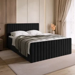 Łóżka Małżeńskie|Łóżka Ze Stelażem>BROMARKT Łóżko dwuosobowe 160x200 cm z pojemnikiem na pościel DREAM DUO czarne