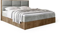 Łóżka Małżeńskie|Łóżka Ze Stelażem></noscript>BROMARKT Łóżko kontynentalne do sypialni z tapicerowanym zagłówkiem 180x200 cm LOFT dąb lefkas