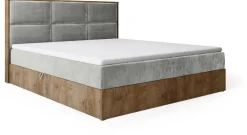 Łóżka Małżeńskie|Łóżka Ze Stelażem></noscript>BROMARKT Łóżko kontynentalne do sypialni z tapicerowanym zagłówkiem 180x200 cm LOFT dąb lefkas