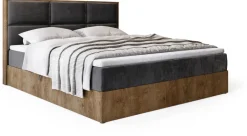 Meble Młodzieżowe|Łóżka Młodzieżowe></noscript>BROMARKT Łóżko kontynentalne do sypialni 140x200 cm z pojemnikiem LOFT dąb lefkas