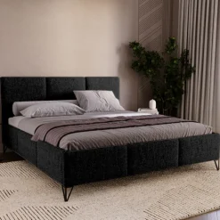 Łóżka Kontynentalne|Łóżka Małżeńskie>UNISTYL MEBLE Łóżko kontynentalne LORIO 140x200 cm czarne z pojemnikiem na pościel