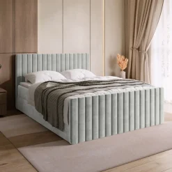 Łóżka Małżeńskie|Łóżka Ze Stelażem>BROMARKT Łóżko kontynentalne szare 160x200 cm z pojemnikiem na pościel DREAM DUO