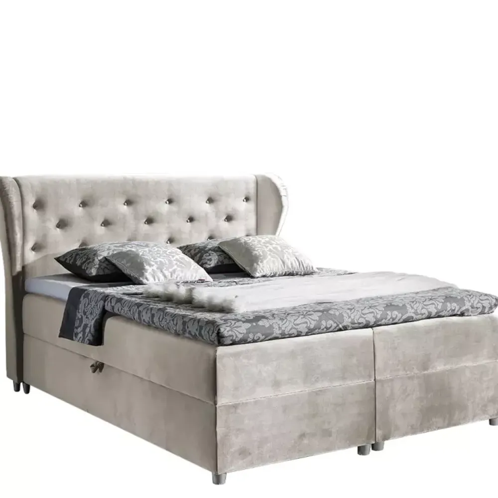 Łóżka Na Nóżkach|Łóżka Z Zagłówkiem>Gruszka Łóżko Kontynentalne 160x200 beżowe PIOTR