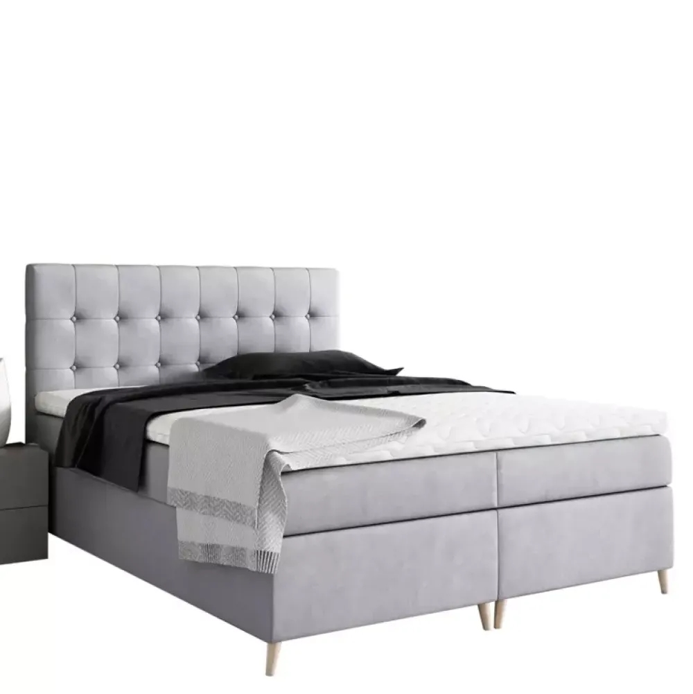 Łóżka Na Nóżkach|Łóżka Z Zagłówkiem>Gruszka Łóżko Kontynentalne 200x200 beżowe ALEX