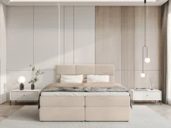 Łóżka Małżeńskie|Łóżka Ze Stelażem></noscript>BROMARKT Łóżko kontynentalne 180x200 cm beż BOSTON pojemnik na pościel