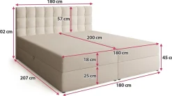 Łóżka Małżeńskie|Łóżka Ze Stelażem></noscript>BROMARKT Łóżko kontynentalne 180x200 cm DETROIT pojemnik na pościel