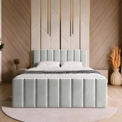 Łóżka Małżeńskie|Łóżka Ze Stelażem></noscript>BROMARKT Łóżko kontynentalne 180x200 cm do sypialni z pojemnikiem DENVER DUO szare