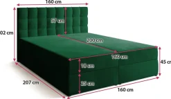 Łóżka Małżeńskie|Łóżka Ze Stelażem></noscript>BROMARKT Łóżko kontynentalne 160x200 cm z pojemnikiem DETROIT zieleń