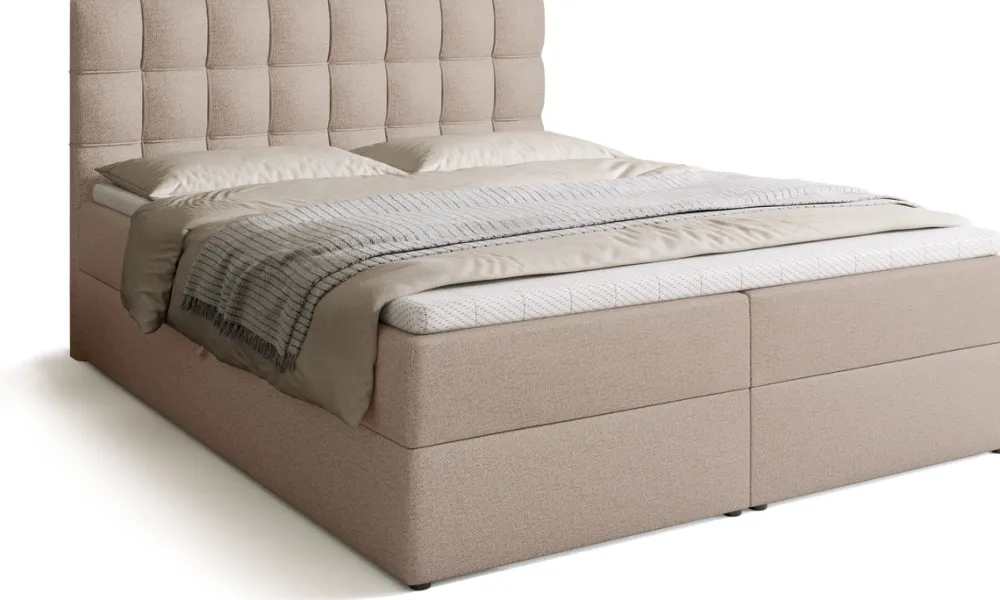 Łóżka Małżeńskie|Łóżka Ze Stelażem>BROMARKT Łóżko kontynentalne 160x200 cm z pojemnikiem DETROIT beżowe