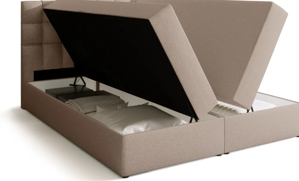 Łóżka Małżeńskie|Łóżka Ze Stelażem>BROMARKT Łóżko kontynentalne 160x200 cm z pojemnikiem DETROIT beżowe