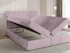 Łóżka Małżeńskie|Łóżka Ze Stelażem>BROMARKT Łóżko kontynentalne 180x200 cm z pojemnikiem na pościel DREAM pudrowy róż