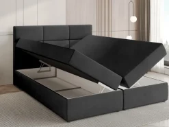 Łóżka Małżeńskie|Łóżka Ze Stelażem>BROMARKT Łóżko kontynentalne 180x200 cm z pojemnikiem na pościel BOSTON czarne