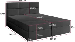 Łóżka Małżeńskie|Łóżka Ze Stelażem></noscript>BROMARKT Łóżko kontynentalne 180x200 cm z pojemnikiem na pościel BOSTON czarne