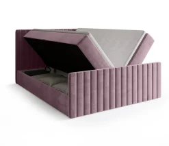 Łóżka Małżeńskie|Łóżka Ze Stelażem>BROMARKT Łóżko kontynentalne 180x200 cm z pojemnikiem na pościel DREAM DUO różowe