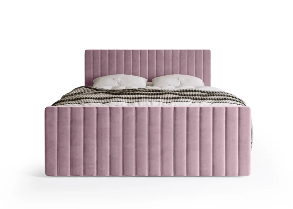 Łóżka Małżeńskie|Łóżka Ze Stelażem>BROMARKT Łóżko kontynentalne 180x200 cm z pojemnikiem na pościel DREAM DUO różowe