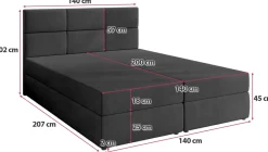 Meble Młodzieżowe|Łóżka Młodzieżowe></noscript>BROMARKT Łóżko kontynentalne 140x200 cm z pojemnikiem na pościel BOSTON czarne