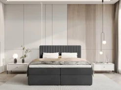 Łóżka Małżeńskie|Łóżka Ze Stelażem></noscript>BROMARKT Łóżko kontynentalne 180x200 cm z pojemnikiem DREAM czarne