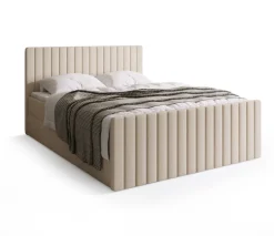 Łóżka Małżeńskie|Łóżka Ze Stelażem></noscript>BROMARKT Łóżko kontynentalne 160x200 cm z pojemnikiem na pościel DREAM DUO beż