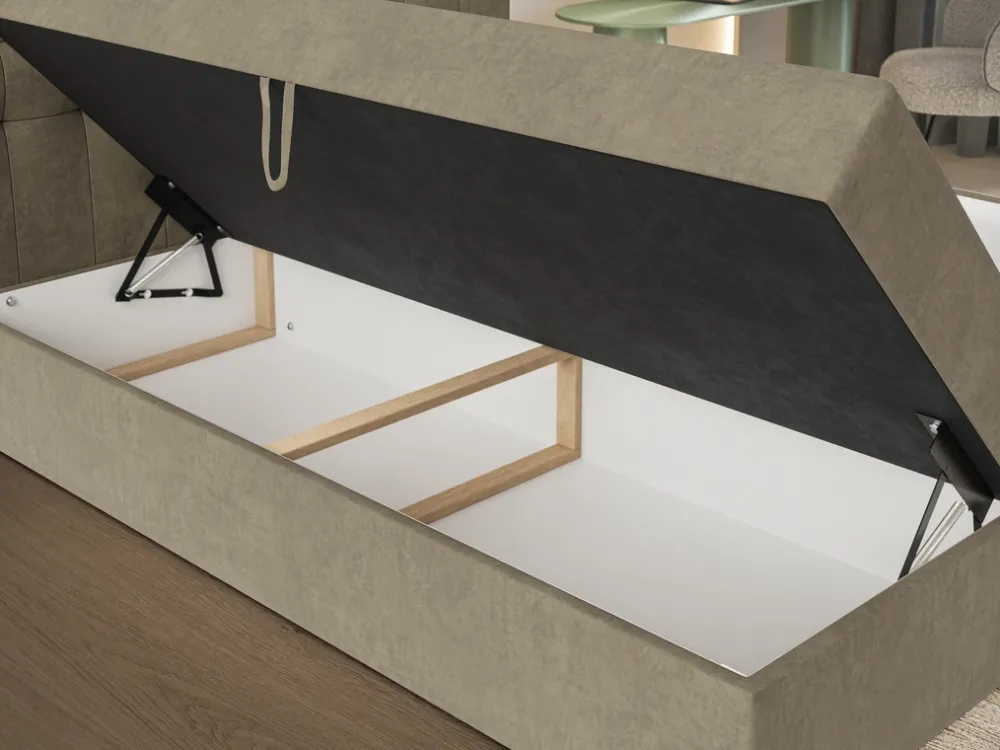 Łóżka Małżeńskie|Łóżka Ze Stelażem>Riban Łóżko kontynentalne 160x200 cm z pojemnikiem ZANTE pikowany zagłówek