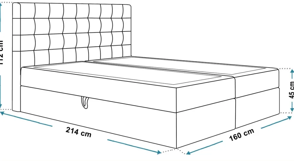 Łóżka Małżeńskie|Łóżka Ze Stelażem>Riban Łóżko kontynentalne 160x200 cm z pojemnikiem ZANTE pikowany zagłówek