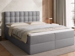 Łóżka Małżeńskie|Łóżka Ze Stelażem></noscript>BROMARKT Łóżko kontynentalne 160x200 cm z pojemnikiem DETROIT szare