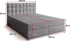 Łóżka Małżeńskie|Łóżka Ze Stelażem></noscript>BROMARKT Łóżko kontynentalne 160x200 cm z pojemnikiem DETROIT szare
