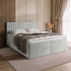 Łóżka Małżeńskie|Łóżka Ze Stelażem>BROMARKT Łóżko kontynentalne 160x200 cm z pojemnikiem szare DREAM