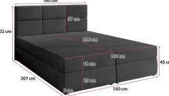 Łóżka Małżeńskie|Łóżka Ze Stelażem></noscript>BROMARKT Łóżko kontynentalne 160x200 cm z pojemnikiem na pościel BOSTON czarne