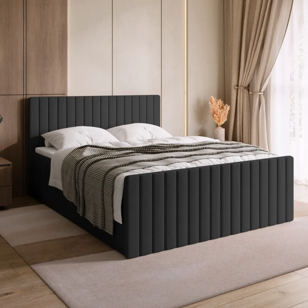 Meble Młodzieżowe|Łóżka Młodzieżowe>BROMARKT Łóżko kontynentalne 140x200 cm z pojemnikiem na pościel DREAM szare