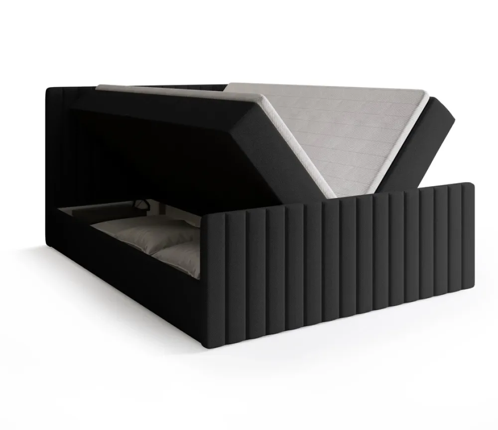 Meble Młodzieżowe|Łóżka Młodzieżowe>BROMARKT Łóżko kontynentalne 140x200 cm z pojemnikiem na pościel DREAM szare