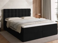 Łóżka Małżeńskie|Łóżka Z Zagłówkiem></noscript>BROMARKT Łóżko kontynentalne 160x200 cm z pojemnikiem na pościel DETROIT czarne