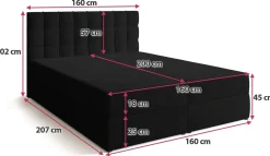 Łóżka Małżeńskie|Łóżka Z Zagłówkiem></noscript>BROMARKT Łóżko kontynentalne 160x200 cm z pojemnikiem na pościel DETROIT czarne