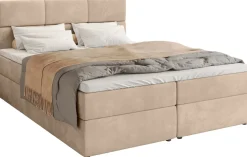 Łóżka Małżeńskie|Łóżka Ze Stelażem>BROMARKT Łóżko kontynentalne 180x200 cm z pojemnikiem na pościel BOSTON beż