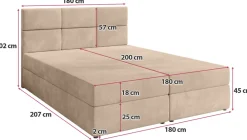 Łóżka Małżeńskie|Łóżka Ze Stelażem></noscript>BROMARKT Łóżko kontynentalne 180x200 cm z pojemnikiem na pościel BOSTON beż