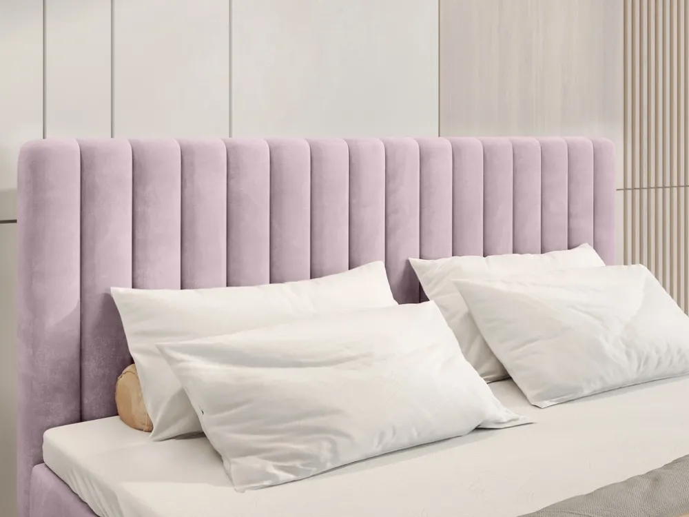 Łóżka Małżeńskie|Łóżka Ze Stelażem>BROMARKT Łóżko kontynentalne 160x200 cm z pojemnikiem na pościel DREAM pudrowy róż