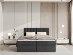 Łóżka Małżeńskie|Łóżka Ze Stelażem></noscript>BROMARKT Łóżko kontynentalne 180x200 cm z pojemnikiem DENVER czarne