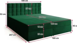 Łóżka Małżeńskie|Łóżka Ze Stelażem></noscript>BROMARKT Łóżko kontynentalne 180x200 cm z pojemnikiem DETROIT butelkowa zieleń