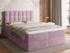 Meble Młodzieżowe|Łóżka Młodzieżowe></noscript>BROMARKT Łóżko kontynentalne 140x200 cm z pojemnikiem DETROIT pudrowy róż