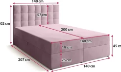 Meble Młodzieżowe|Łóżka Młodzieżowe></noscript>BROMARKT Łóżko kontynentalne 140x200 cm z pojemnikiem DETROIT pudrowy róż