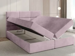 Łóżka Małżeńskie|Łóżka Ze Stelażem>BROMARKT Łóżko kontynentalne 180x200 cm z pojemnikiem na pościel BOSTON pudrowy róź